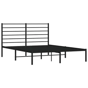 Berkfield Metal Bed Frame with Headboard Black 150x200 cm 5FT King Size