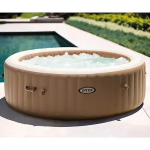 Intex PureSpa 6 Person Bubble Massage Inflatable Hot Tub - Sahara Tan