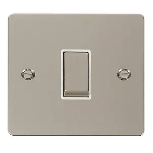 Flat Plate Pearl Nickel 10A 1 Gang Intermediate Ingot Light Switch - White Trim - SE Home