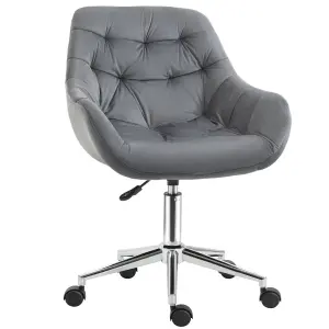 Vinsetto Velvet Home Office Chair Desk Chair with Adjustable Height, Dark Grey