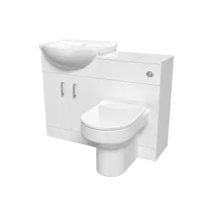 Nes Home White 1050mm Vanity Unit With WC Unit & Back To Wall Toilet