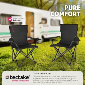 Set of 2 Camping Chairs Gil - foldable, with cup holder - black