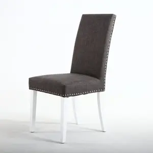 Richard Upholstered Dining Chair (Set of 2) Steel Grey Linen Effect / White