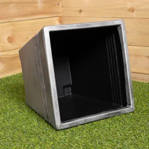 33cm Square Milano Grey Pewter Garden Patio Plant Pot