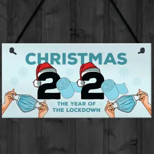 Lockdown Christmas Gift Hanging Plaque Funny Christmas Decoration Keepsake