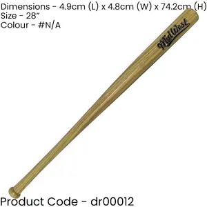 28 Inch Natural Wood Slugger Baseball Bat - Premium Comfort Batting Stick