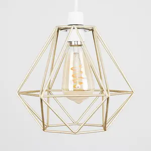 ValueLights Diablo Gold Ceiling Pendant Shade and E27 Pear LED 4W Warm White 2200K Bulb