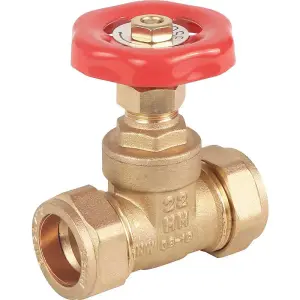 Handle Lever Inline Ball Valve 22mm Compression Red Quarter Turn