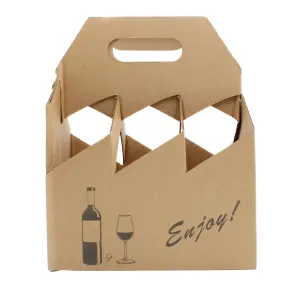 Brown 6 Bottle Cardboard Carrier Bag (Pack of 50)