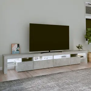 Berkfield TV Cabinet with LED Lights Concrete Grey 260x36.5x40 cm