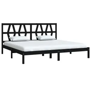 Berkfield Bed Frame Black Solid Wood Pine 200x200 cm