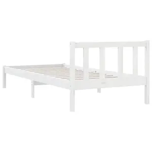 Berkfield Bed Frame White Solid Wood Pine 90x190 cm Single