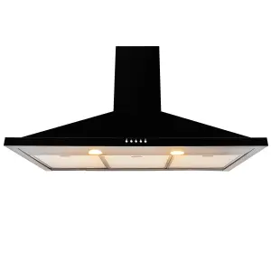 Leisure H92PK Black Stainless steel Chimney Cooker hood, (W)90cm