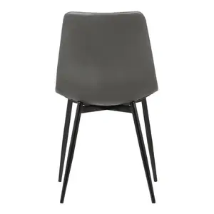 Bixler Contemporary Armless Upholstered Dining Chair with Black Metal Legs Grey