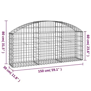 Berkfield Arched Gabion Basket 150x30x60/80 cm Galvanised Iron