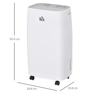 HOMCOM 12L/Day 2500ml Dehumidifier for Home with 24H Timer and 2 Speed Modes