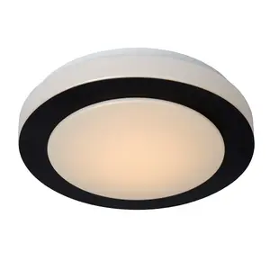 Lucide Dimy Modern Flush Ceiling Light Bathroom 28,6cm - LED Dim. - 1x12W 3000K - IP21 - 3 StepDim - Black