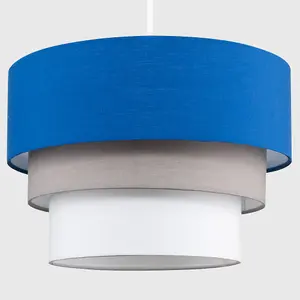 ValueLights Aztec 3 Tier Modern Blue Grey White Fabric Ceiling Pendant Light Shade