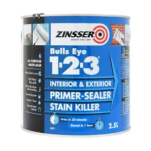 Zinsser Bulls Eye 123 Primer Mixed Colour Ral 9017 2.5L