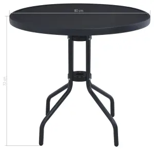 Berkfield Garden Table Black 80 cm Steel and Glass