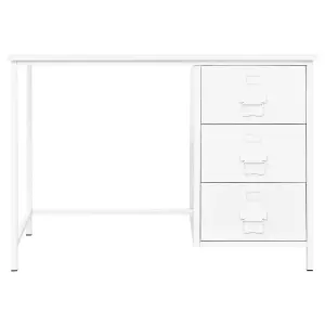 Berkfield Industrial Desk with Drawers White 105x52x75 cm Steel