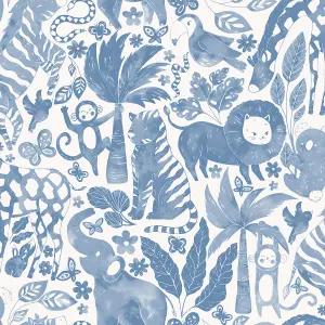 NuWallpaper NUS4850 Sweet Safari Blue Peel & Stick Wallpaper, Blue