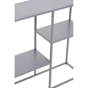 Interiors By Premier Stylish Grey Metal Multi Shelf Unit, Practical Design Corner Shelf Unit, Multi Level Narrow Shelving Unit