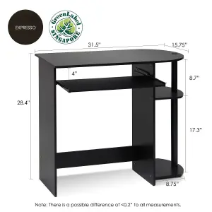 Furinno Easy Assembly Computer Desk, Espresso  Home Decorations