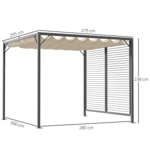 Outsunny Metal Pergola Patio Sun Shelter Grape Tent Retractable Canopy UV Cut