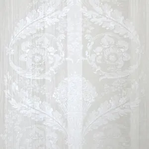 Galerie Adonea Nerites Antique White Metallic Damask Stripe Smooth Wallpaper Roll