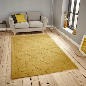 Yellow Geometric Handmade Modern For Living Room and Bedroom Rug-120cm X 170cm