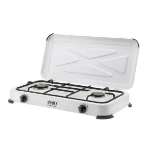 NJ-02 Portable Camping 2 Burner Gas Stove with Lid LPG Outdoor