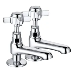 SunDaze Traditional Bathroom Twin Hot & Cold Basin Sink Taps Cross Handle