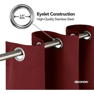 Polyester Blackout Grommet / Eyelet Door Curtain Panel Red / 132 W x 183 D cm