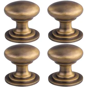 4 PACK - Victorian Tiered Door Knob - 42mm Antique Brass Cabinet Pull Handle Round Rose