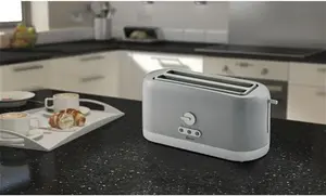 Swan 4 Slice Long Slot Toaster 1400W Variable Browning Control Reheat Defrost - Slate Grey