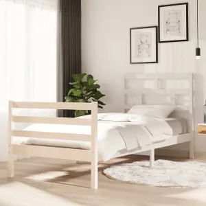 Berkfield Bed Frame White Solid Wood Pine 90x200 cm