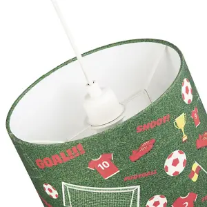 Red and White Themed Football Cotton Fabric Lamp Shade with Grass Background