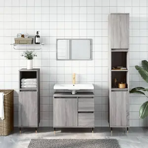 Berkfield Bathroom Cabinet Grey Sonoma 65x33x60 cm Engineered Wood