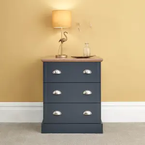 GFW Kendal 3 Drawer Chest Slate Blue