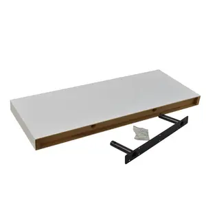 Harbour Housewares - Modern Floating Wall Shelves (Set of 2) White / 4cm H x 80cm W x 23.5cm D