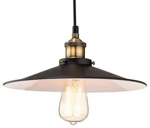 Luminosa Empire 1 Light Dome Ceiling Pendant Black, Antique Brass, E27