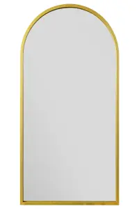 MirrorOutlet Arcus - Gold Framed Arched Leaner / Wall Mirror 55" X 27.5" (140CM X 70CM)