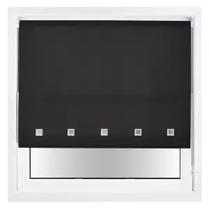 Trimmable Daylight Roller Blind with Square Eyelets and Metal Fittings by Furnished - Black (W)210cm x (L)165cm