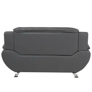 2 Seater Faux Leather Sofa Grey LEIRA