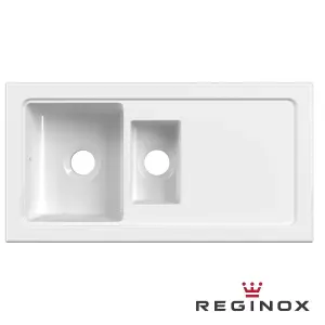 Reginox RL 501CW II White 1.5 Bowl Inset Reversible Ceramic Kitchen Sink