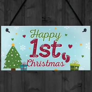 Red Ocean Baby Happy 1st First Christmas Xmas Hanging Sign Tree Decoration Bauble Newborn Child Gifts