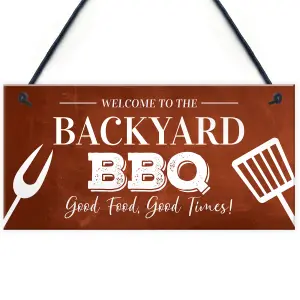 Backyard BBQ Sign Funny Garden Shed Man Cave Sign Gift For Men New Home Gift