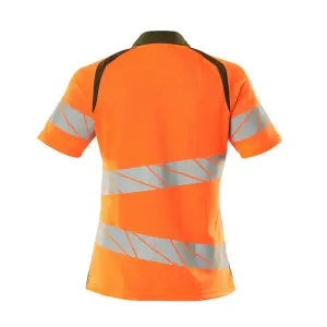 Mascot Accelerate Safe Ladies Fit Polo Shirt (Hi-Vis Orange/Moss Green)  (X Large)