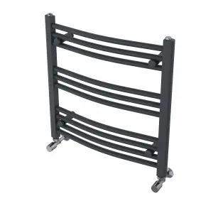 Rinse Curved Bathroom Heated Towel Rail Ladder Radiator Anthracite 600x600mm